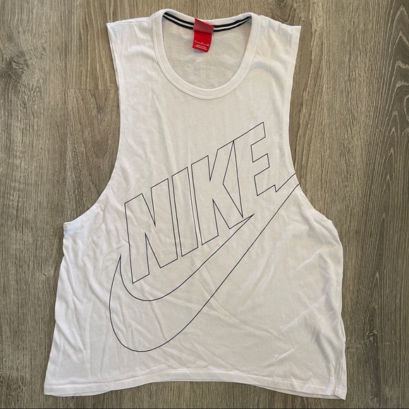 Nike Tops - Nike Graphic White Tank- Muscle Tank - Cut Off - 822234-100 - Size Small